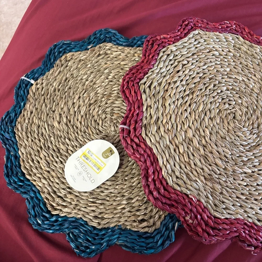New-4 Trivet -woven bohemian Perfect for outdoor summer Plants 2 Teal 2 Red